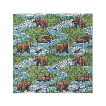 Bears Catching Salmon in Full/Queen (88" x 88") Size