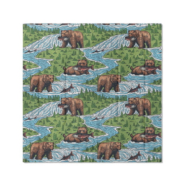 Bears Catching Salmon in Full/Queen (88" x 88") Size