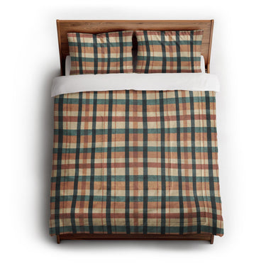 Brenton Plaid Taupe Teal in Full/Queen (88" x 88") Size