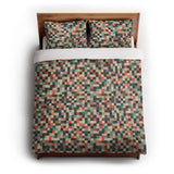 Pixel Mosaic Multicolor Earthtone in Full/Queen (88" x 88") Size