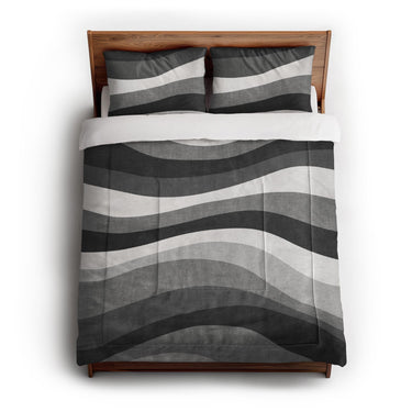 Sinuous Grey Monochrome in Full/Queen (88" x 88") Size