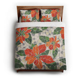 Mosaic Poinsettia Orange in Full/Queen (88" x 88") Size