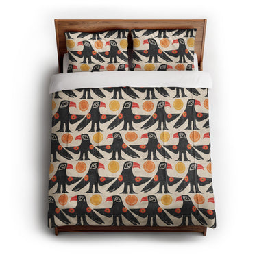 Tribal Birds Ivory in Full/Queen (88" x 88") Size