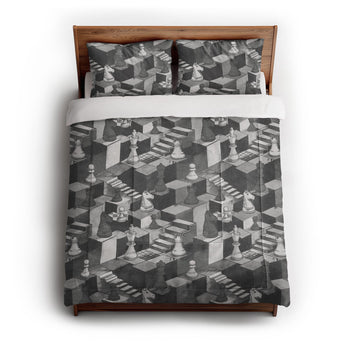 Harmon Surreal Chess Black & White Comforter