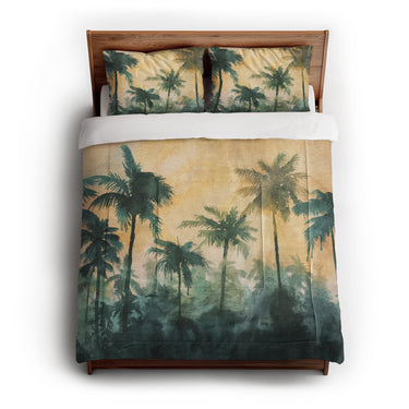 Sunset Palms Green & Orange in Full/Queen (88" x 88") Size