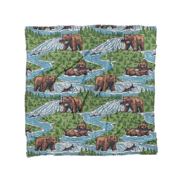 Bears Catching Salmon in Full/Queen (88" x 88") Size