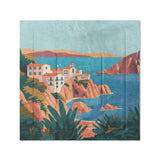 Mediterranean Cliffside Village in Full/Queen (88" x 88") Size