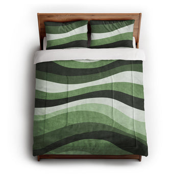 Sinuous Green Monochrome in Full/Queen (88" x 88") Size
