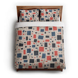 Geometric Confetti Blue & Red in Full/Queen (88" x 88") Size