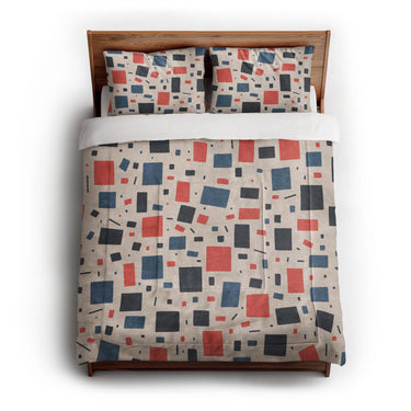 Geometric Confetti Blue & Red in Full/Queen (88" x 88") Size