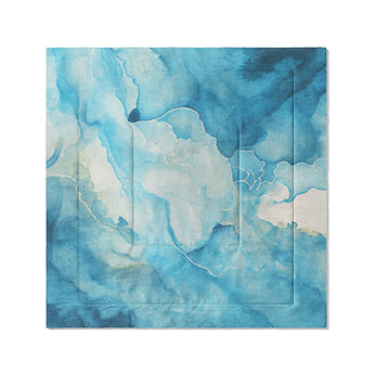Zephyr Watercolor Azure Blue in Full/Queen (88" x 88") Size