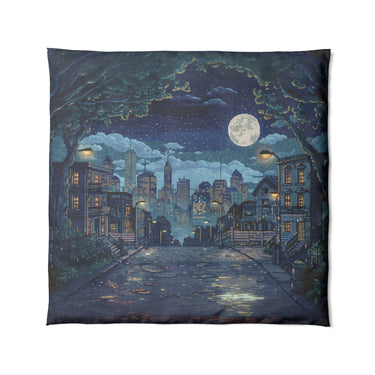 8 Bit Uptown Twilight Skyline in Full/Queen (88" x 88") Size