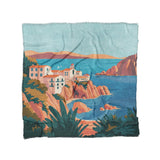 Mediterranean Cliffside Village in Full/Queen (88" x 88") Size