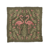 Flamingo Friends Sage Green in Full/Queen (88" x 88") Size
