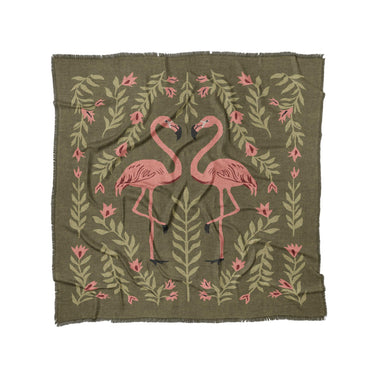 Flamingo Friends Sage Green in Full/Queen (88" x 88") Size