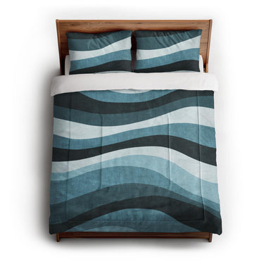 Sinuous Teal Monochrome in Full/Queen (88" x 88") Size