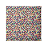Pixel Mosaic Multicolor Midtone in Full/Queen (88" x 88") Size