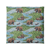 Bears Catching Salmon in Full/Queen (88" x 88") Size