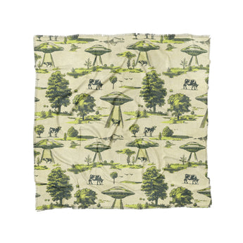 UFO Cow Abduction Toile in Full/Queen (88" x 88") Size