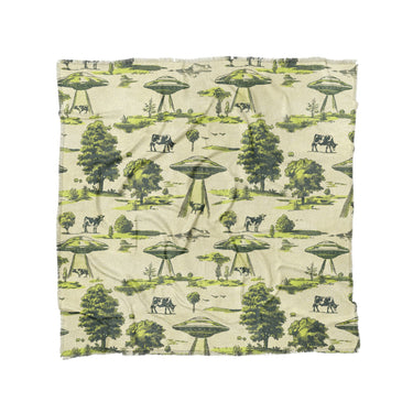 UFO Cow Abduction Toile in Full/Queen (88" x 88") Size