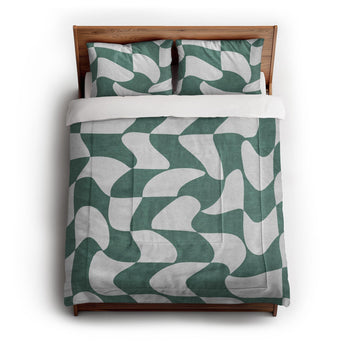 Twyla Checkered Aquamarine in Full/Queen (88" x 88") Size