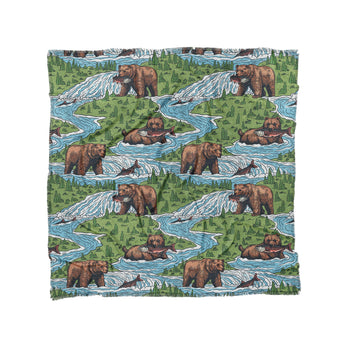 Bears Catching Salmon in Full/Queen (88" x 88") Size