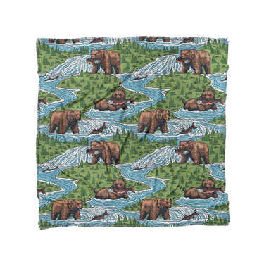 Bears Catching Salmon in Full/Queen (88" x 88") Size