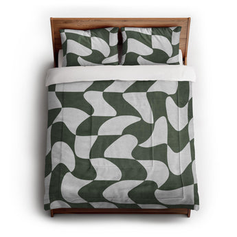 Twyla Checkered Army Green in Full/Queen (88" x 88") Size