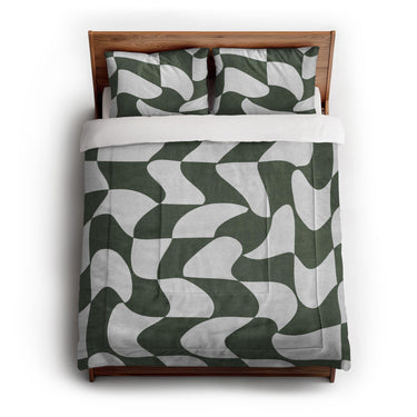 Twyla Checkered Army Green in Full/Queen (88" x 88") Size