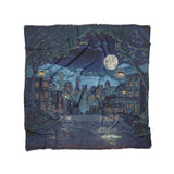 8 Bit Uptown Twilight Skyline in Full/Queen (88" x 88") Size