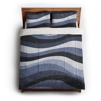 Sinuous Navy Monochrome in Full/Queen (88" x 88") Size