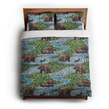 Bears Catching Salmon in Full/Queen (88" x 88") Size