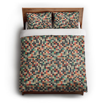 Pixel Mosaic Multicolor Earthtone Comforter