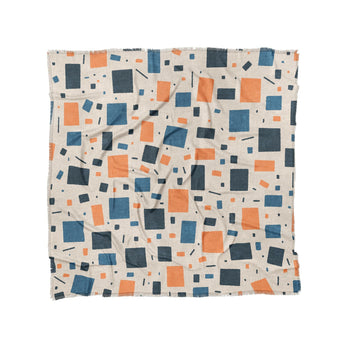 Geometric Confetti Blue & Orange in Full/Queen (88" x 88") Size