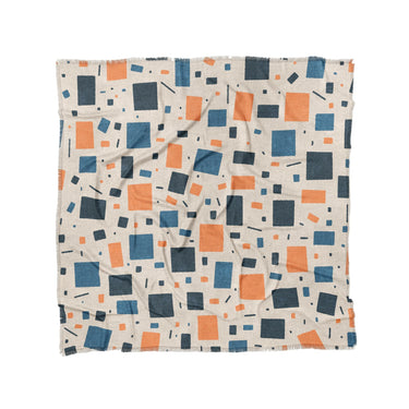 Geometric Confetti Blue & Orange in Full/Queen (88" x 88") Size
