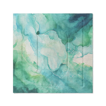 Zephyr Watercolor Blue & Green in Full/Queen (88" x 88") Size