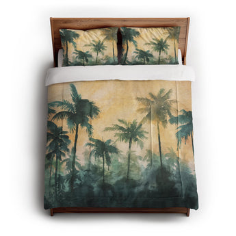 Sunset Palms Green & Orange Comforter