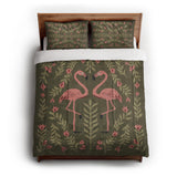 Flamingo Friends Sage Green in Full/Queen (88" x 88") Size