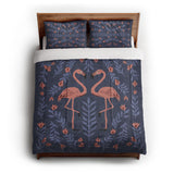 Flamingo Friends Navy in Full/Queen (88" x 88") Size