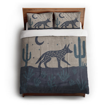 Desert Coyote Midnight & Dusty Blue in Full/Queen (88" x 88") Size