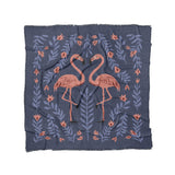 Flamingo Friends Navy in Full/Queen (88" x 88") Size