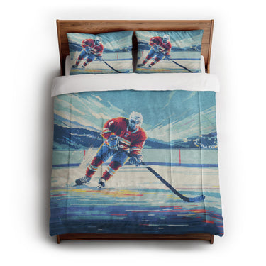 8 Bit Pond Hockey in Full/Queen (88" x 88") Size