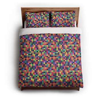 Pixel Mosaic Multicolor Vibrant in Full/Queen (88" x 88") Size