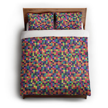 Pixel Mosaic Multicolor Vibrant in Full/Queen (88" x 88") Size