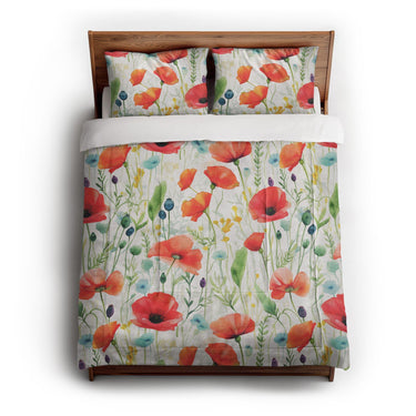 Watercolor Poppies in Full/Queen (88" x 88") Size