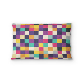 Pixel Mosaic Multicolor Midtone Standard - cotton - White Backing