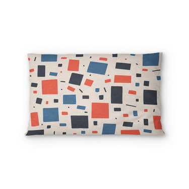 Geometric Confetti Blue & Red Standard - cotton - White Backing