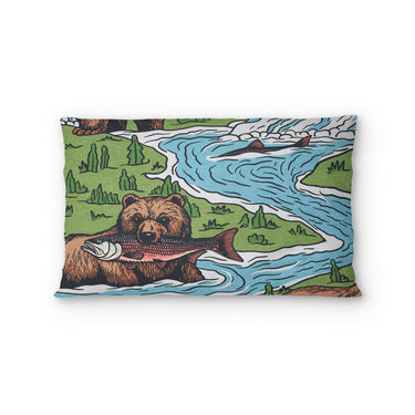 Bears Catching Salmon Standard - cotton - White Backing