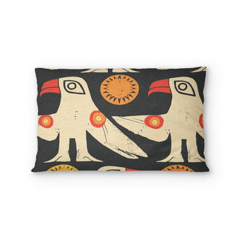 Tribal Birds Black Standard - cotton - White Backing
