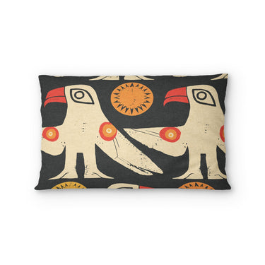 Tribal Birds Black Standard - cotton - White Backing